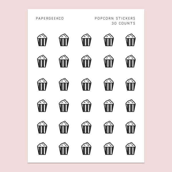 Popcorn Clear Stickers - PapergeekCo